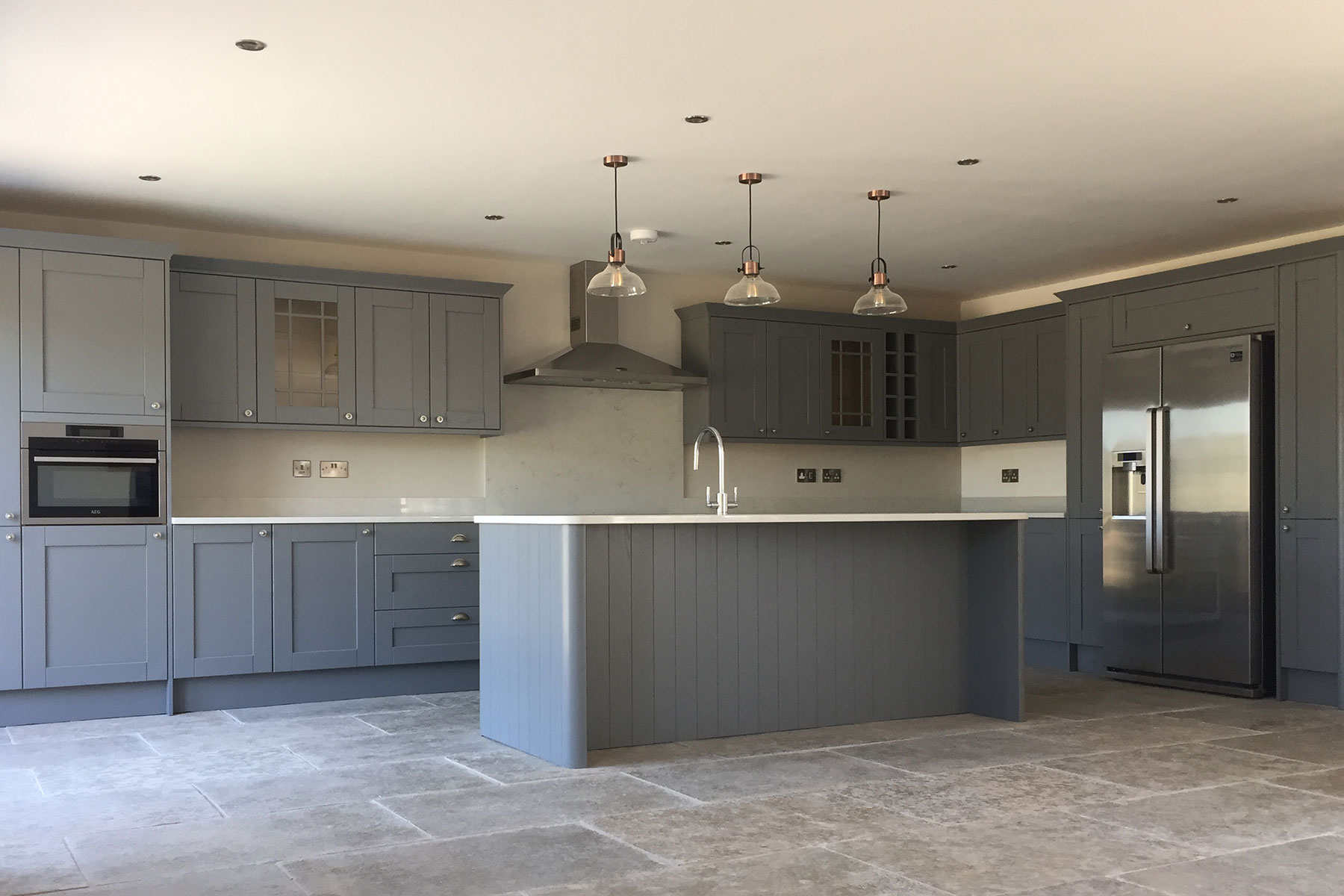 Dark grey Shaker style kitchen installation by Clarke Kitchens in Congleton.