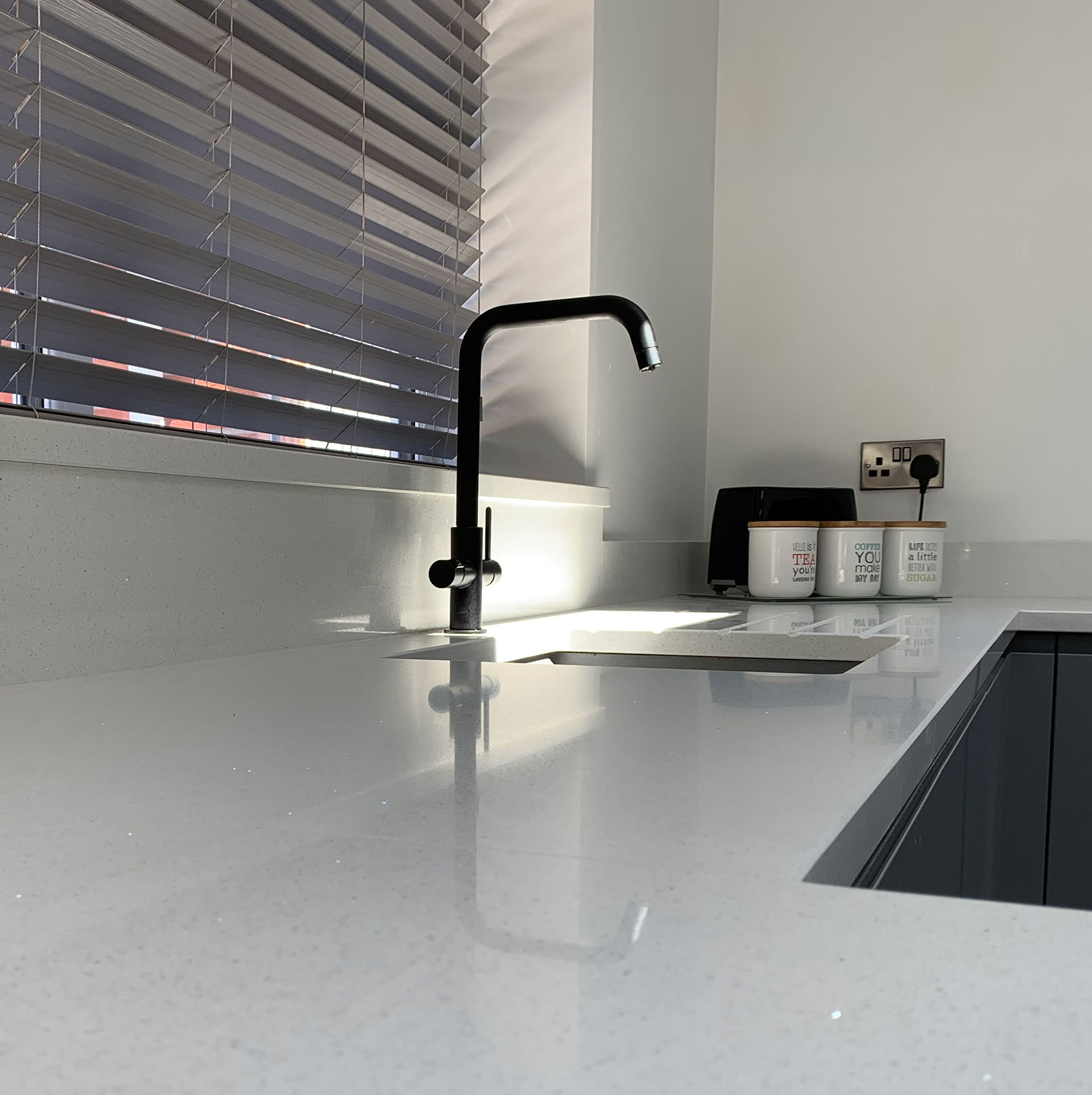 White granite kitchen worktop 
